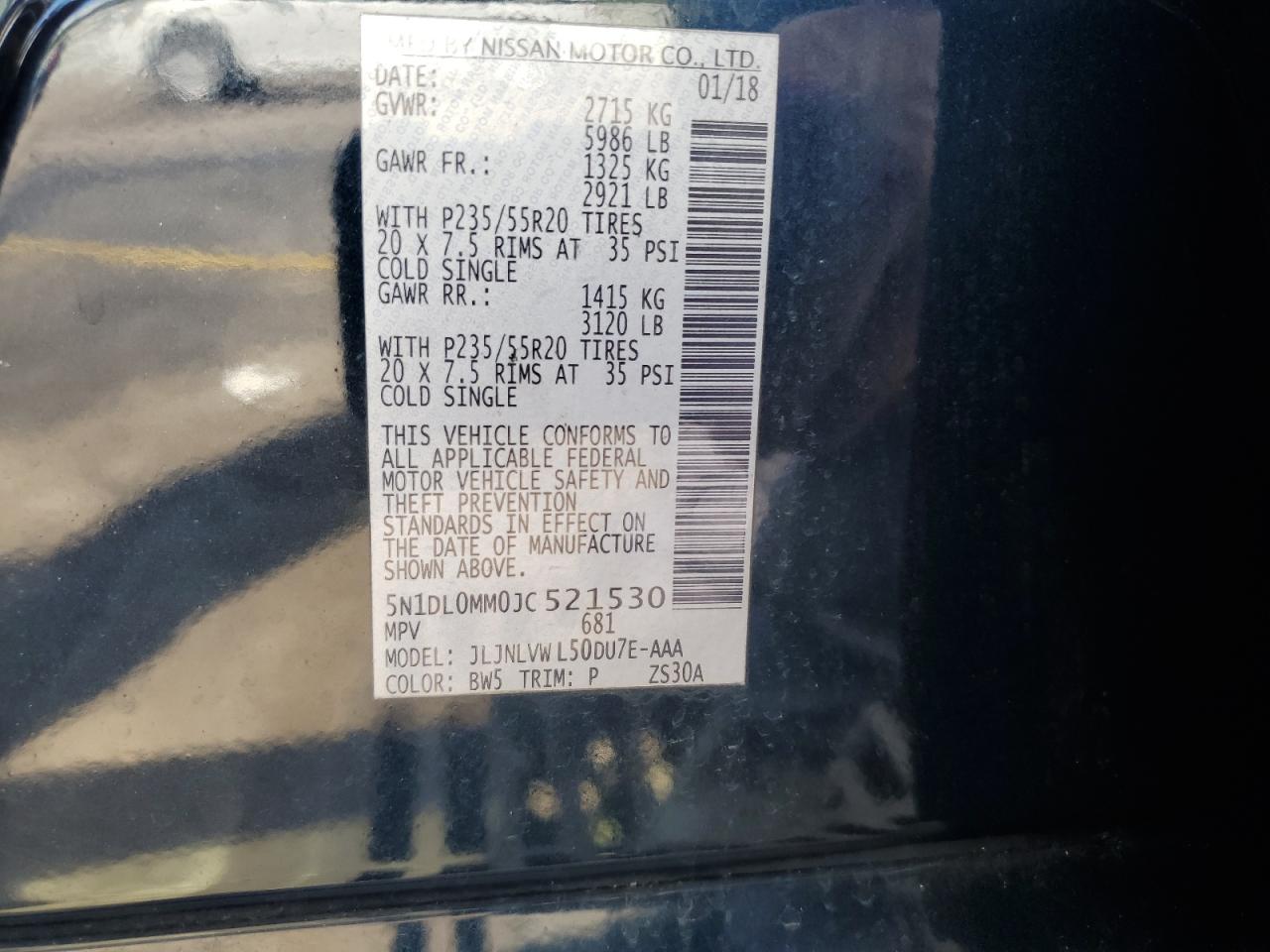 2018 Infiniti Qx60 VIN: 5N1DL0MM0JC521530 Lot: 84258165