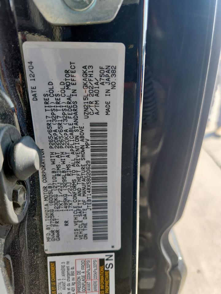 2005 Toyota 4Runner Sr5 VIN: JTEBT14RX58020629 Lot: 81744155