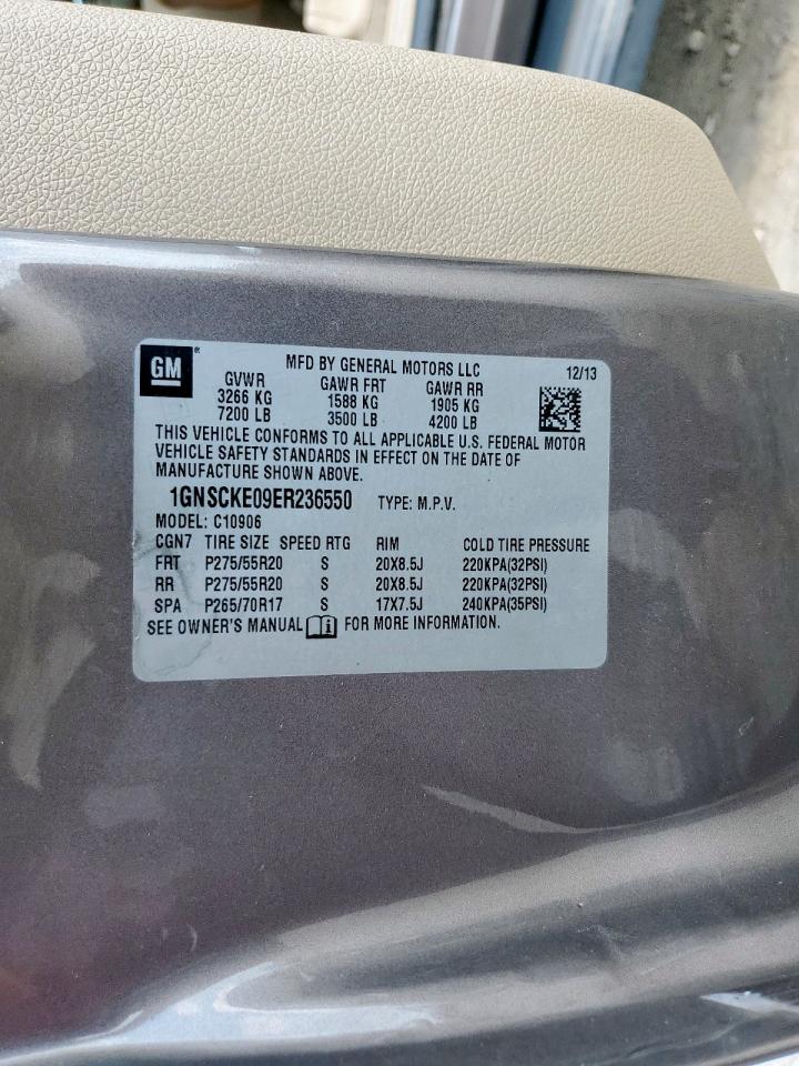 2014 Chevrolet Suburban C1500 Ltz VIN: 1GNSCKE09ER236550 Lot: 81060645
