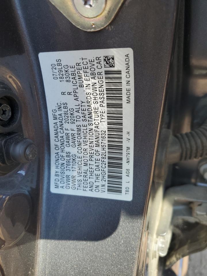 2020 Honda Civic Sport VIN: 2HGFC2F82LH571632 Lot: 84643445