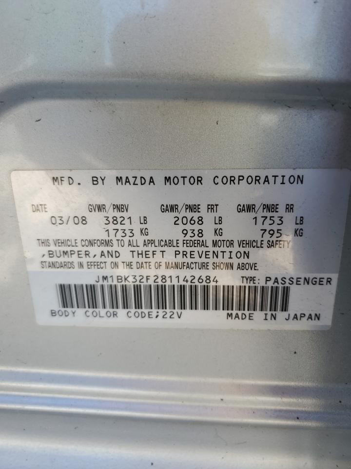 2008 Mazda 3 I VIN: JM1BK32F281142684 Lot: 81786215