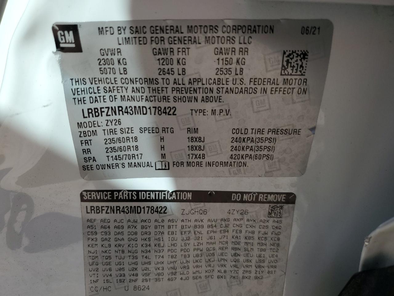 2021 Buick Envision Essence VIN: LRBFZNR43MD178422 Lot: 84013525