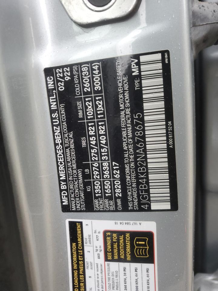 2022 Mercedes-Benz Gle 350 4Matic VIN: 4JGFB4KB2NA678675 Lot: 71472015