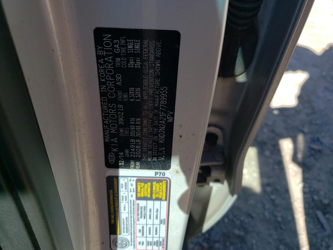 2015 Kia Soul VIN: KNDJN2A21F7789955 Lot: 84521755