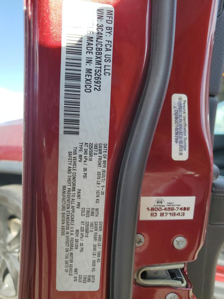 2021 Jeep Compass Latitude VIN: 3C4NJCBBXMT526972 Lot: 84058195