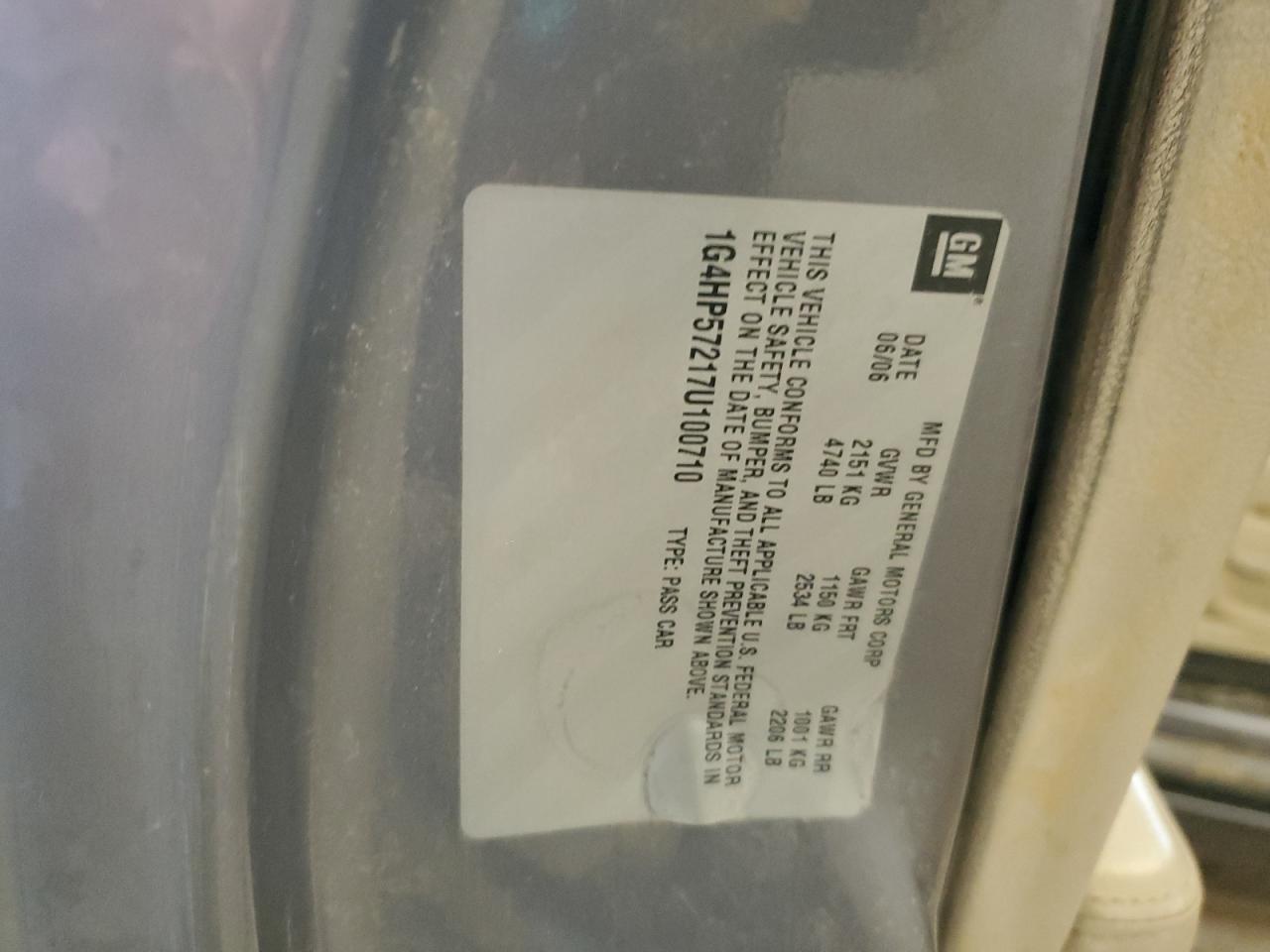 2007 Buick Lucerne Cx VIN: 1G4HP57217U100710 Lot: 80852395