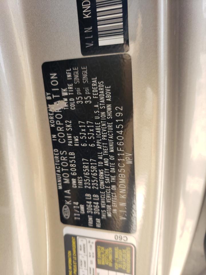 2015 Kia Sedona Lx VIN: KNDMB5C11F6045192 Lot: 80455355