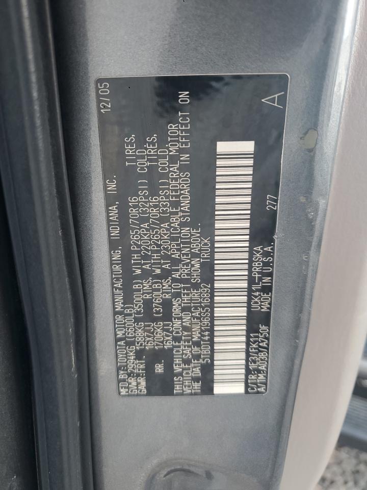 2006 Toyota Tundra Double Cab Sr5 VIN: 5TBDT44196S516892 Lot: 82053255