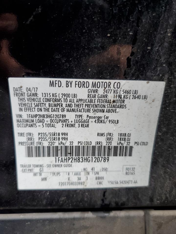 2017 Ford Taurus Sel VIN: 1FAHP2H83HG120789 Lot: 70197415