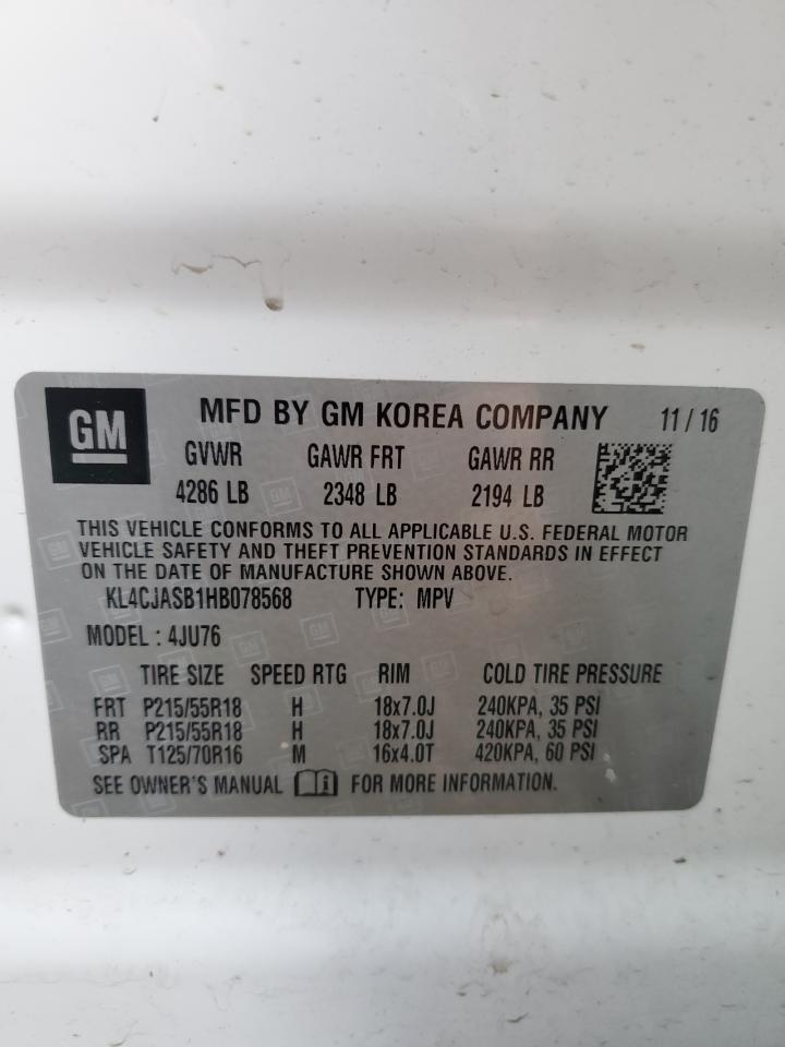 2017 Buick Encore Preferred VIN: KL4CJASB1HB078568 Lot: 81794385