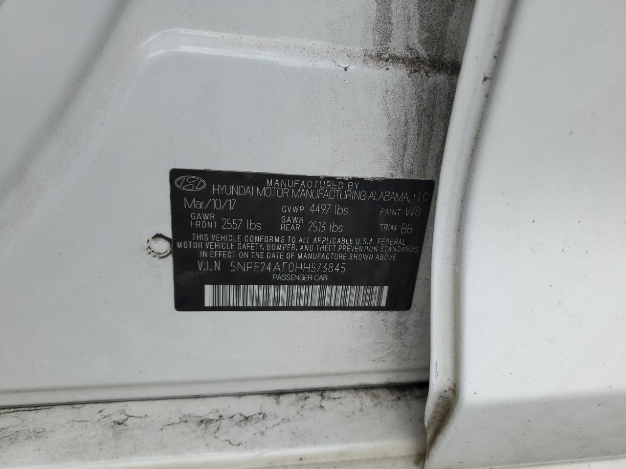 2017 Hyundai Sonata Se VIN: 5NPE24AF0HH573845 Lot: 81263735