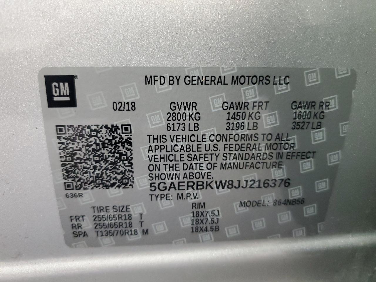 2018 Buick Enclave Essence VIN: 5GAERBKW8JJ216376 Lot: 81788535