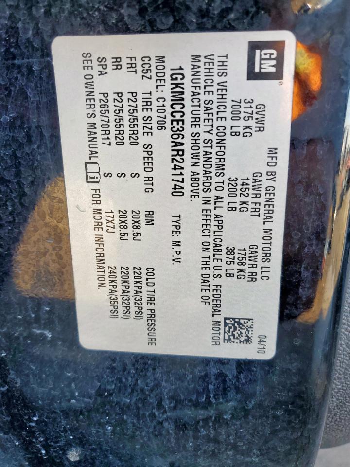 2010 GMC Yukon Slt VIN: 1GKMCCE36AR241740 Lot: 84279325