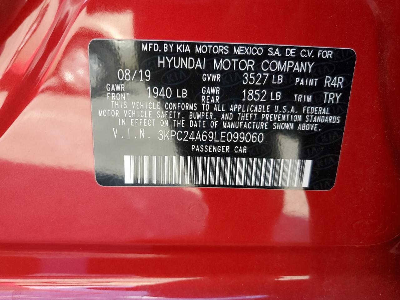 2020 Hyundai Accent Se VIN: 3KPC24A69LE099060 Lot: 81656325