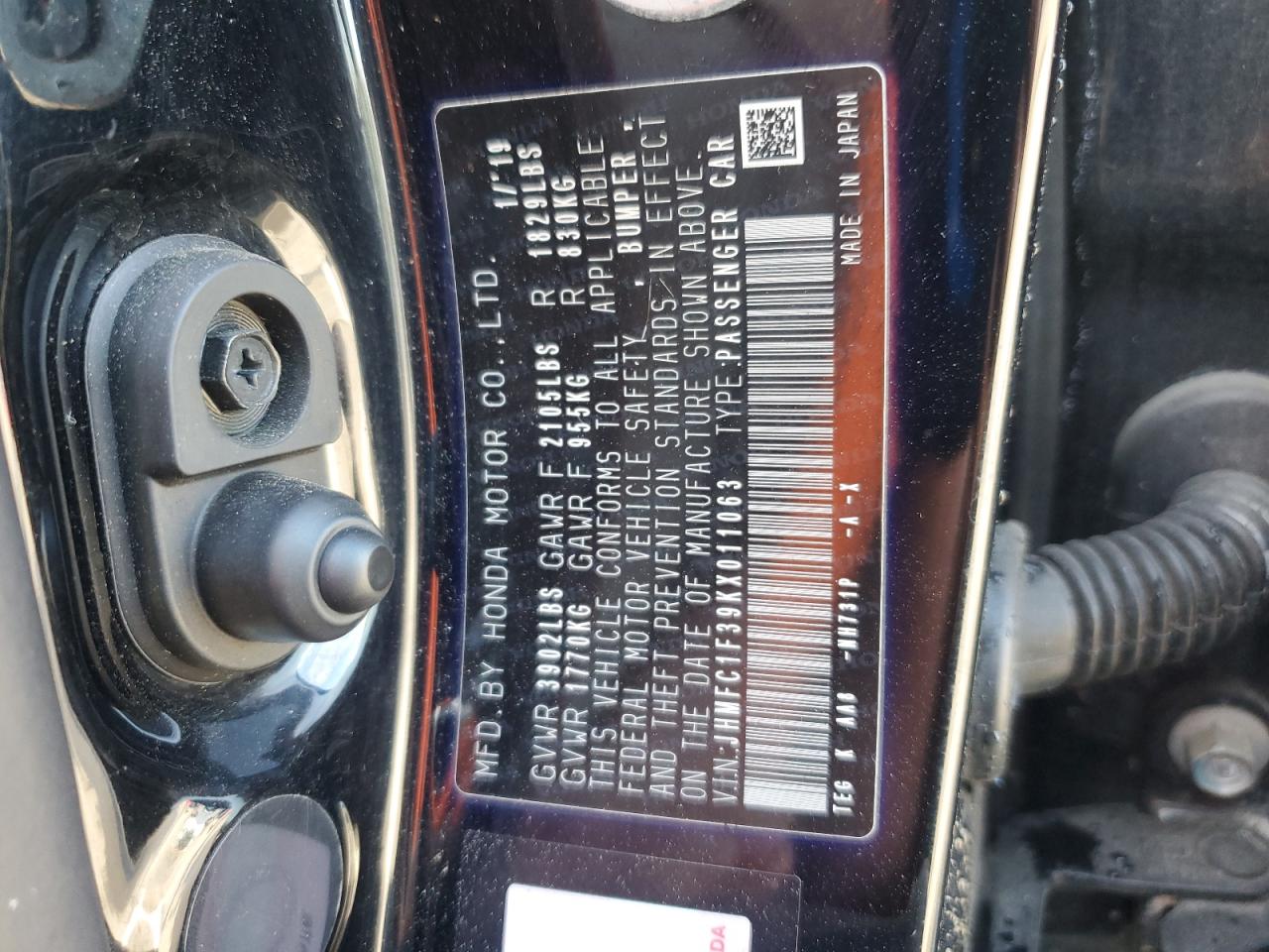 2019 Honda Civic Ex VIN: JHMFC1F39KX011063 Lot: 80669075