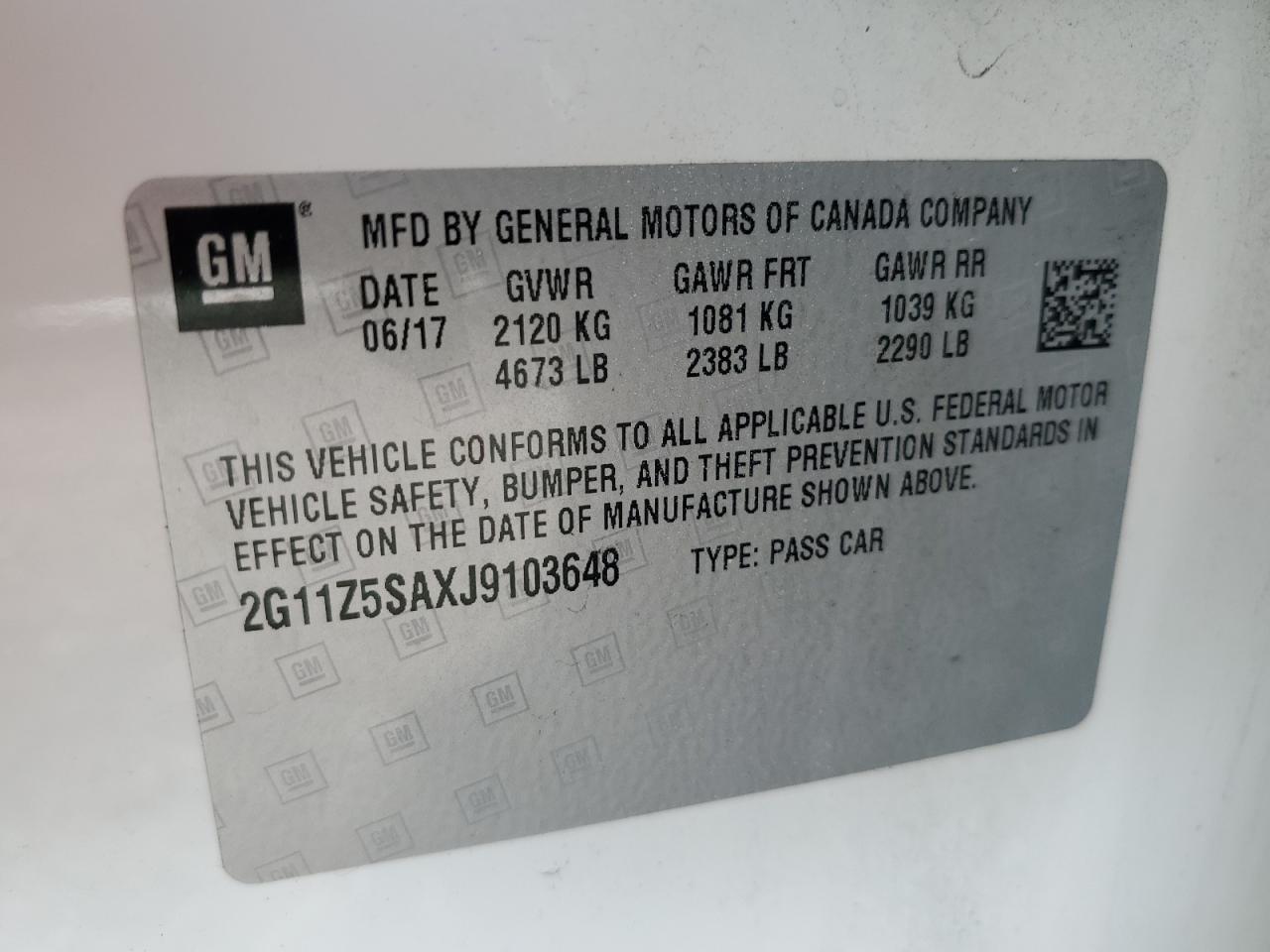 2018 Chevrolet Impala Ls VIN: 2G11Z5SAXJ9103648 Lot: 71409135