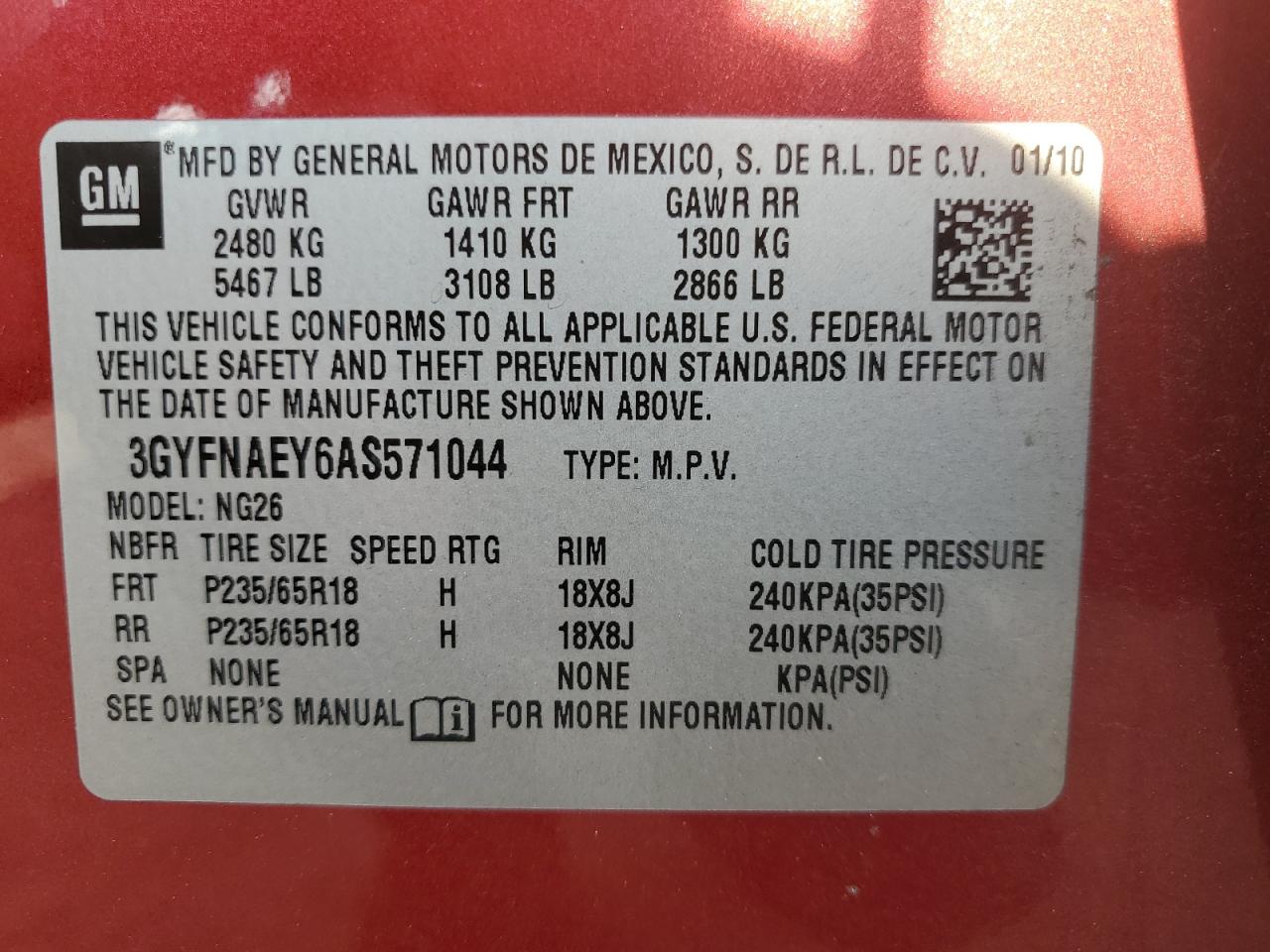 2010 Cadillac Srx Luxury Collection VIN: 3GYFNAEY6AS571044 Lot: 80814975