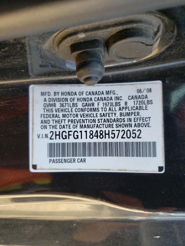 2008 Honda Civic Ex VIN: 2HGFG11848H572052 Lot: 81786085
