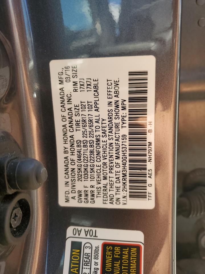 2016 Honda Cr-V Se VIN: 2HKRM3H40GH537159 Lot: 86086725