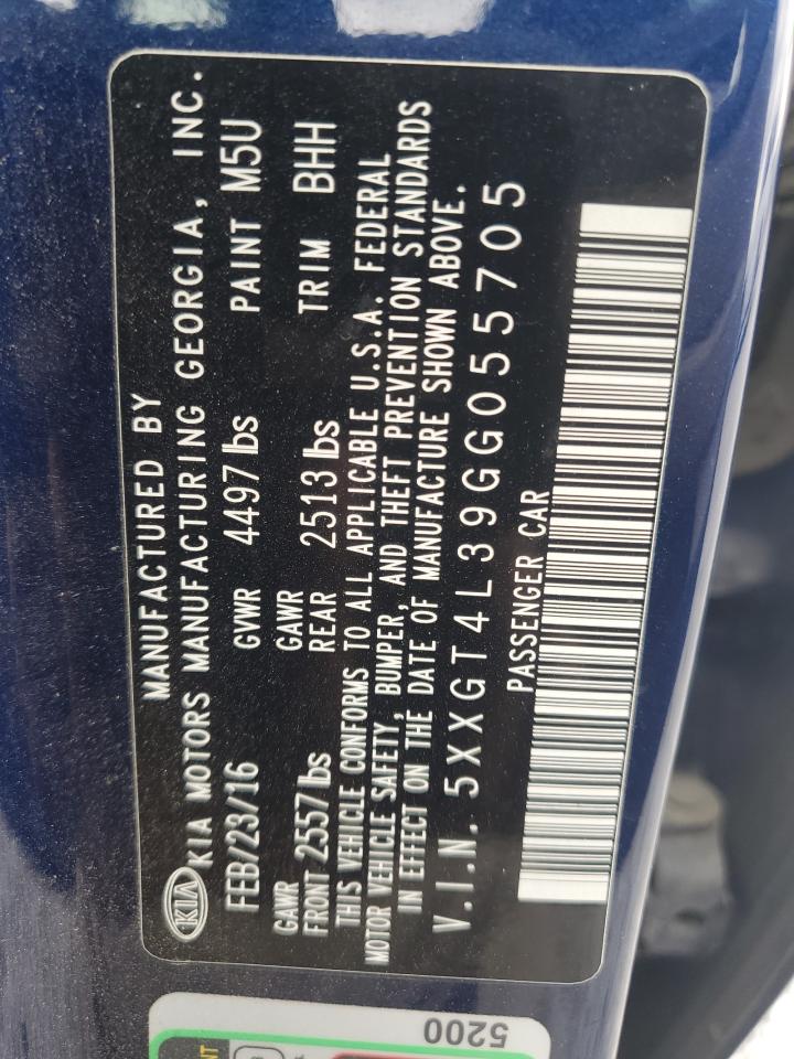 2016 Kia Optima Lx VIN: 5XXGT4L39GG055705 Lot: 72064975