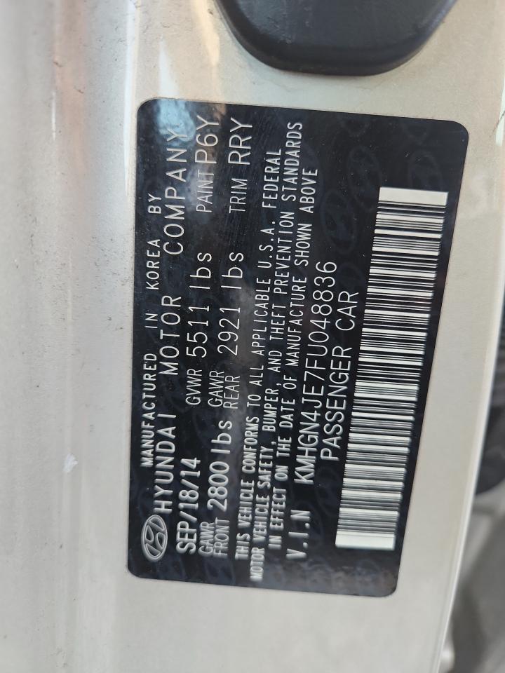 2015 Hyundai Genesis 3.8L VIN: KMHGN4JE7FU048836 Lot: 83940215