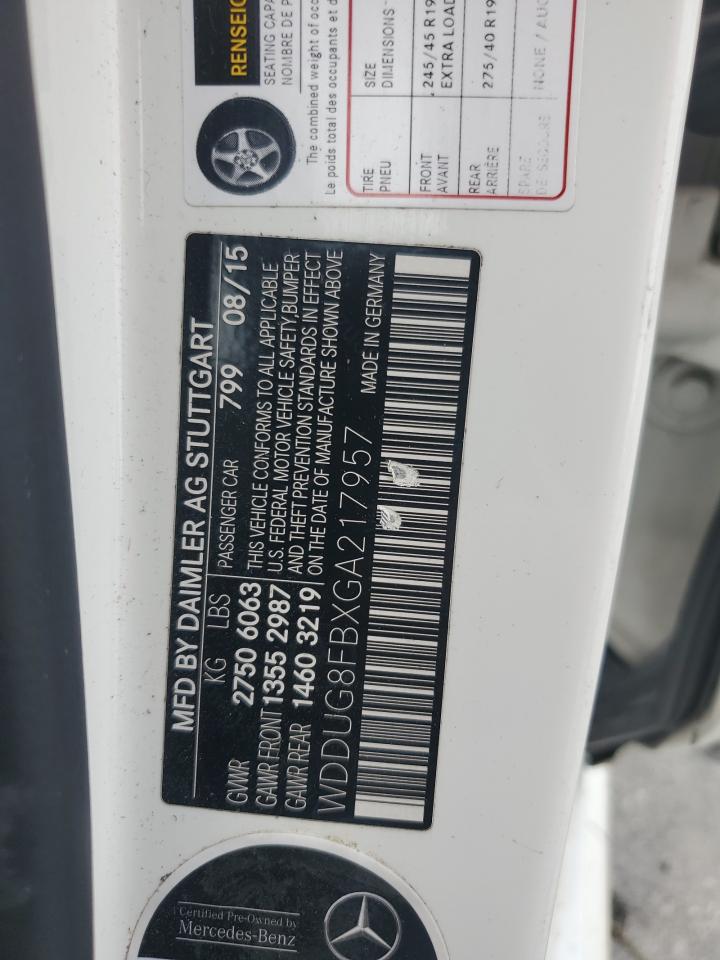 2016 Mercedes-Benz S 550 4Matic VIN: WDDUG8FBXGA217957 Lot: 83865765