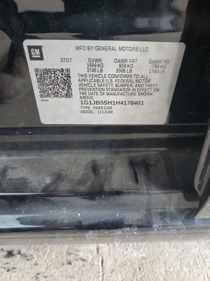 2017 Chevrolet Sonic Ls VIN: 1G1JB5SH1H4178401 Lot: 80600175