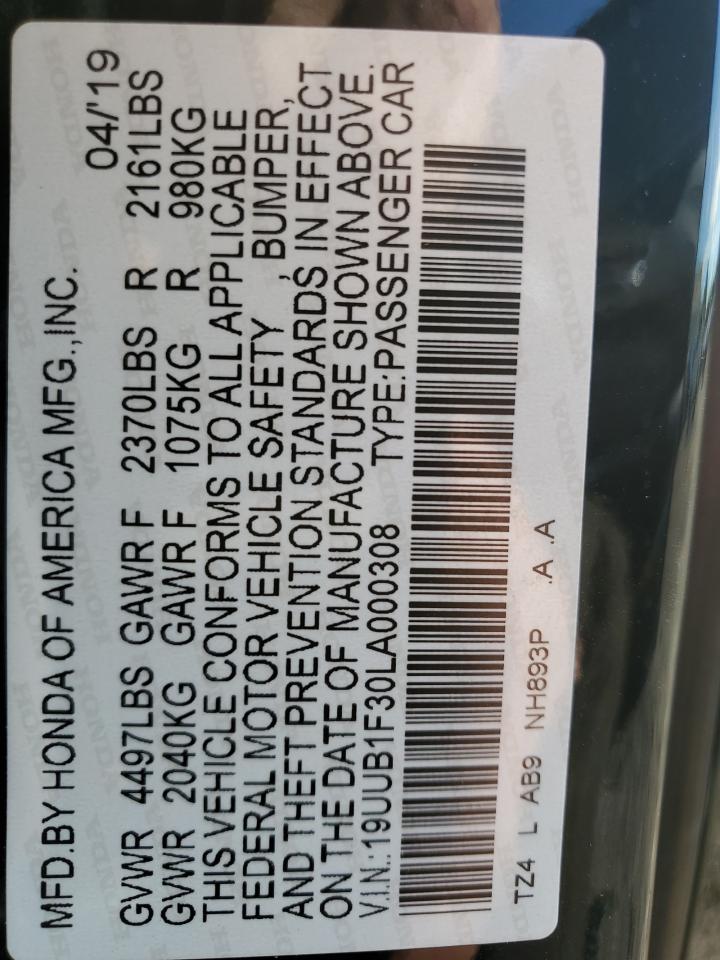 2020 Acura Tlx VIN: 19UUB1F30LA000308 Lot: 71040435