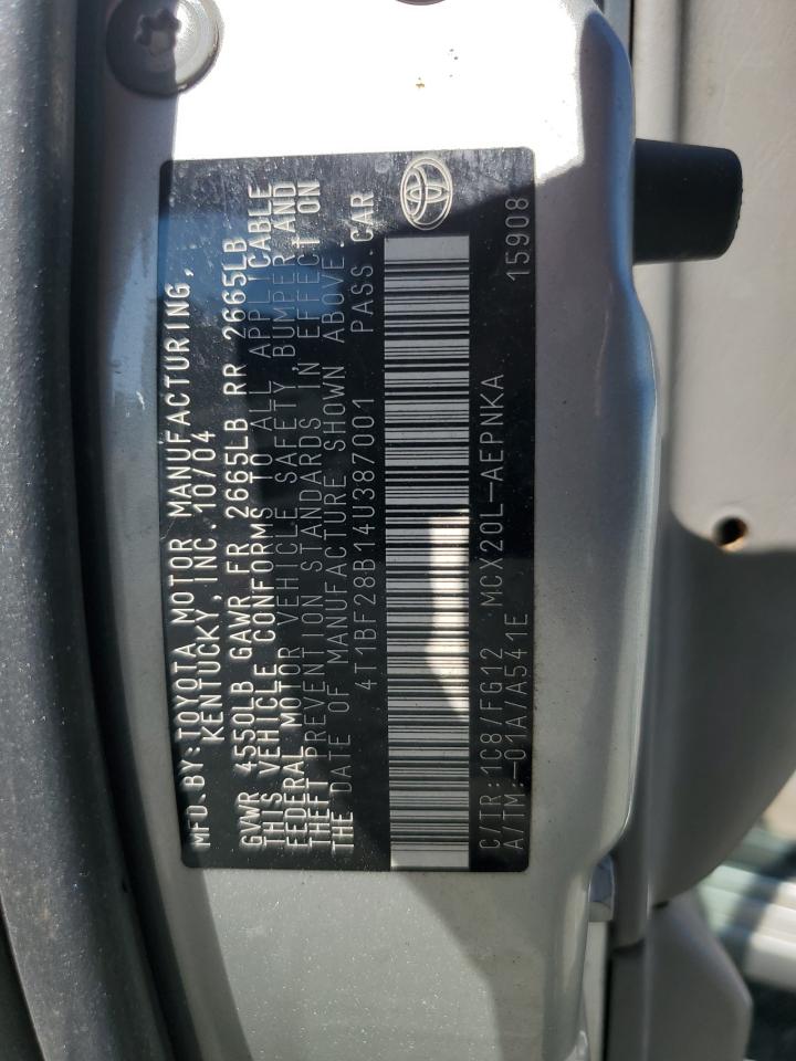 2004 Toyota Avalon Xl VIN: 4T1BF28B14U387001 Lot: 80175895