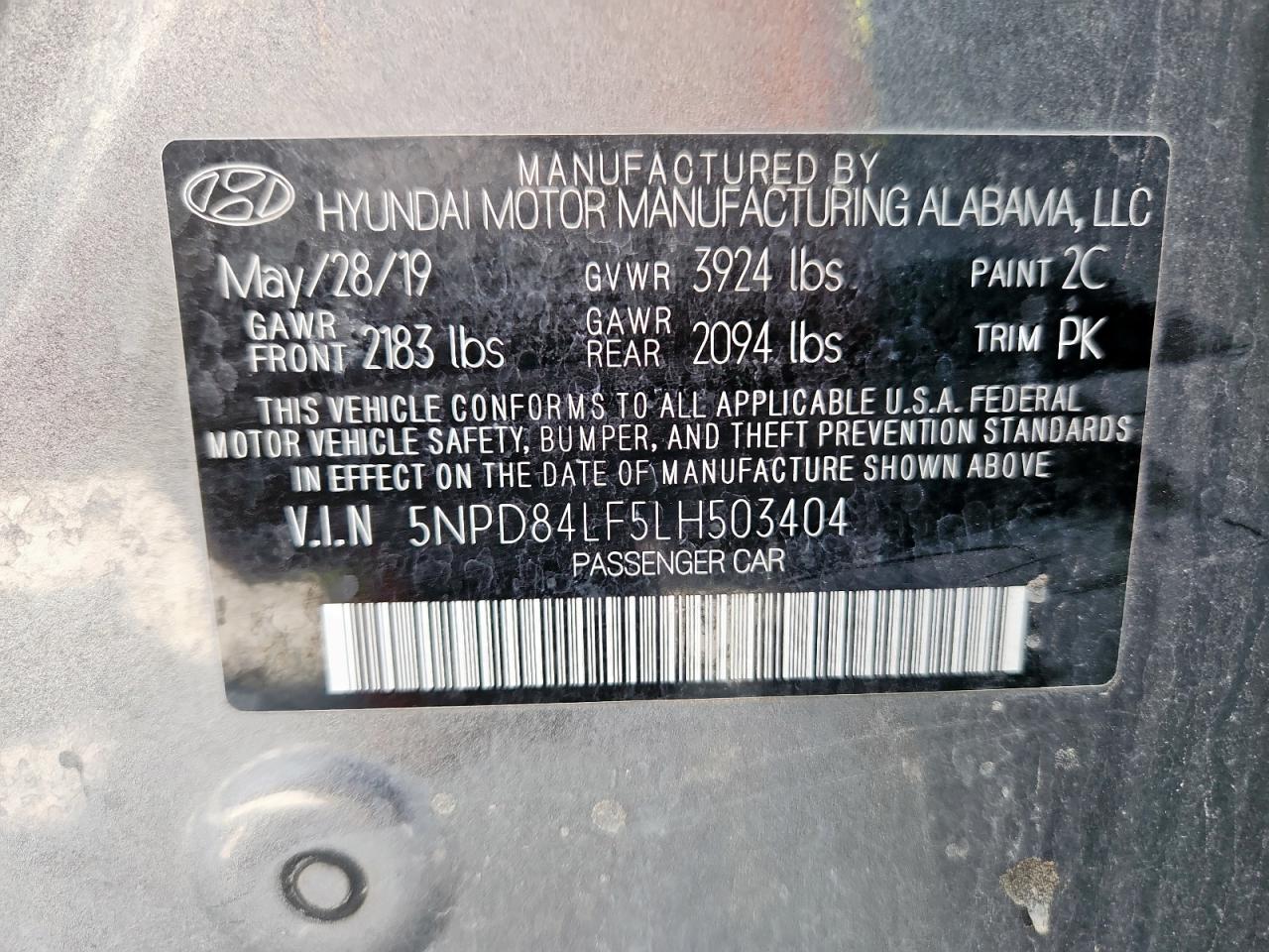 2020 Hyundai Elantra Sel VIN: 5NPD84LF5LH503404 Lot: 81605345