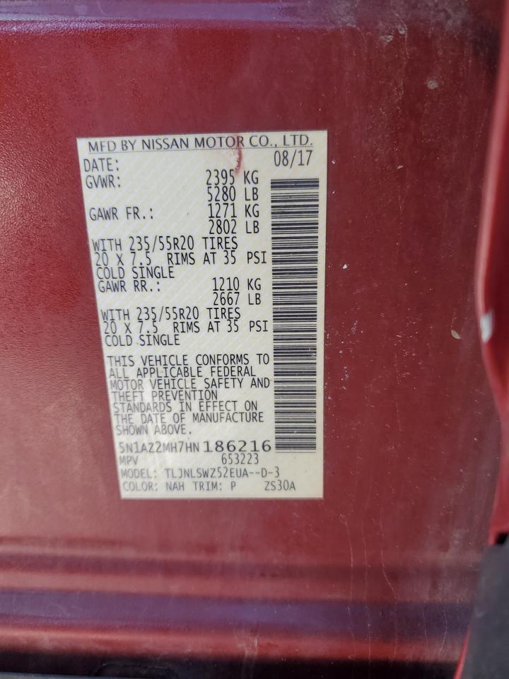 2017 Nissan Murano S VIN: 5N1AZ2MH7HN186216 Lot: 71435735