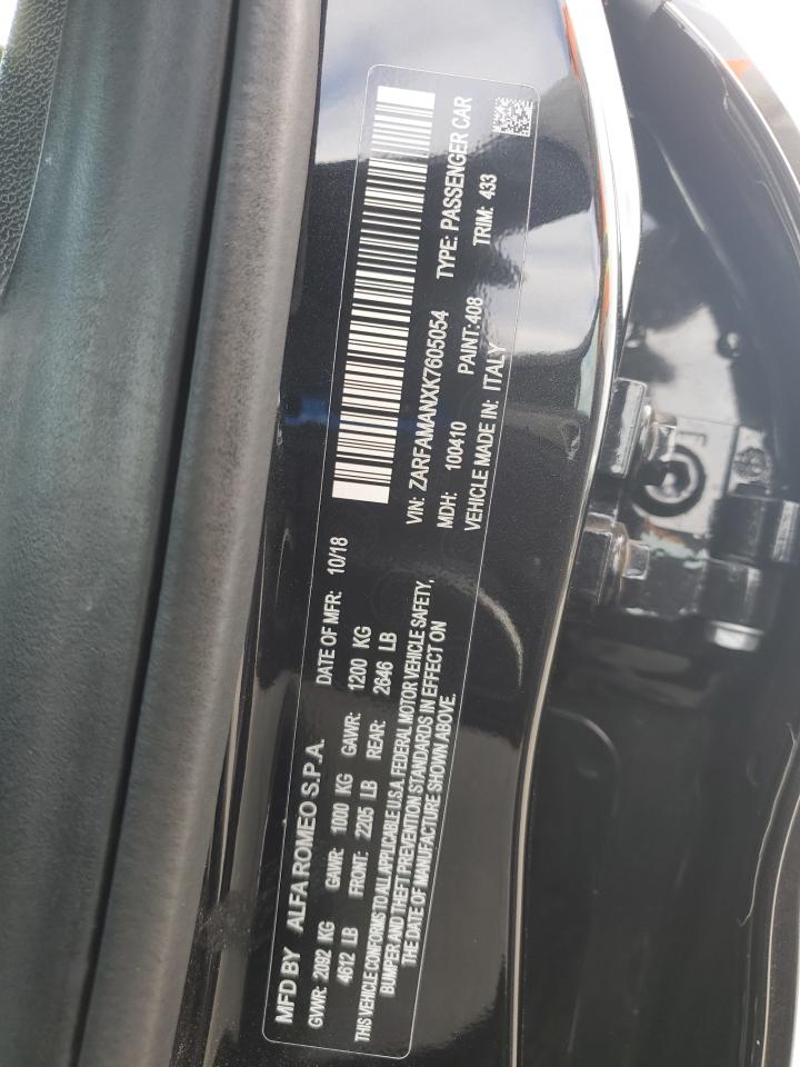 2019 Alfa Romeo Giulia VIN: ZARFAMANXK7605054 Lot: 71862035