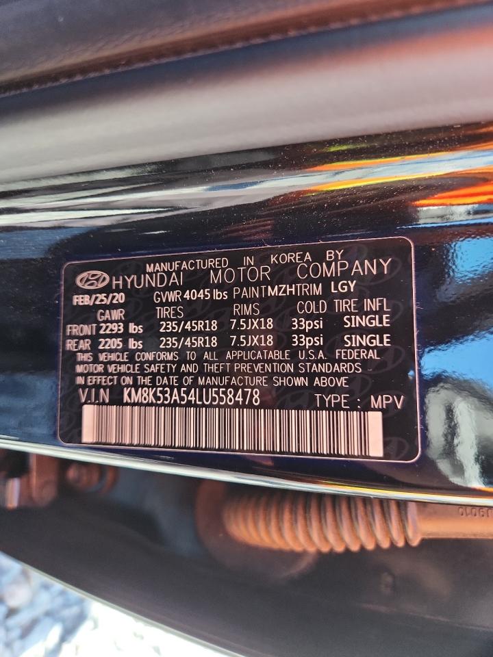 2020 Hyundai Kona Ultimate VIN: KM8K53A54LU558478 Lot: 84564255