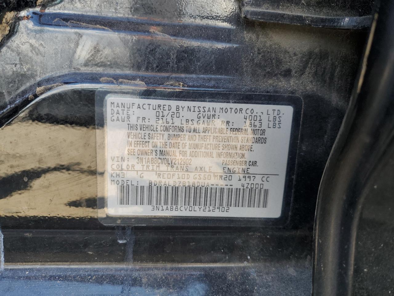 2020 Nissan Sentra Sv VIN: 3N1AB8CV0LY212902 Lot: 71278705