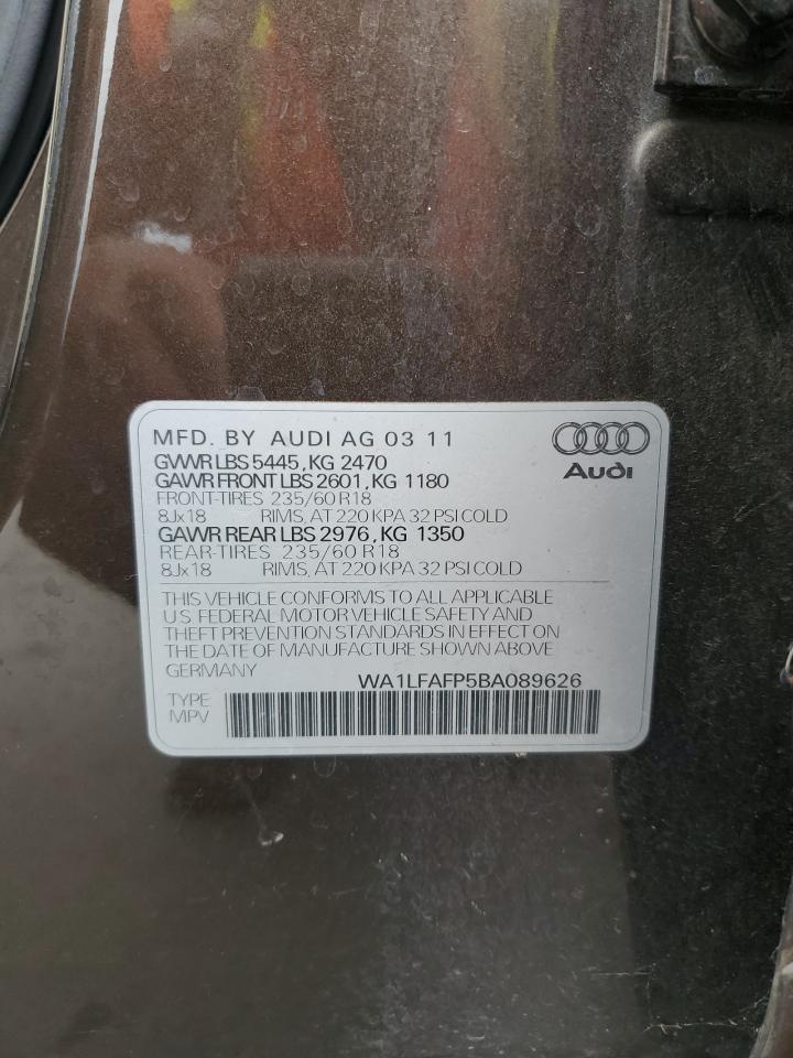 2011 Audi Q5 Premium Plus VIN: WA1LFAFP5BA089626 Lot: 81934165