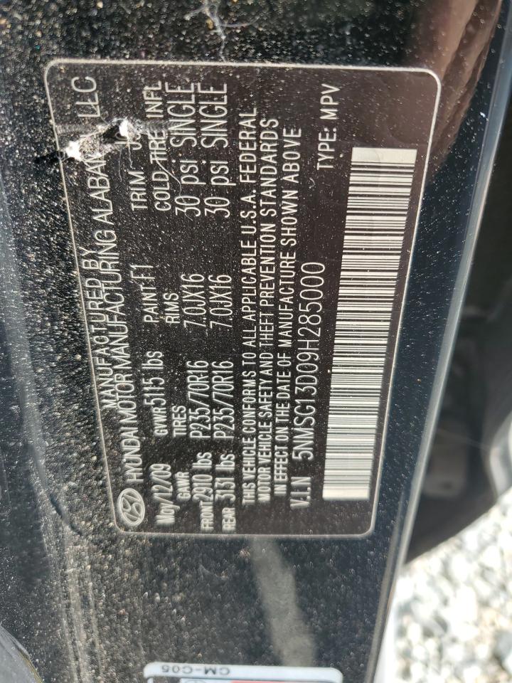 2009 Hyundai Santa Fe Gls VIN: 5NMSG13D09H285000 Lot: 71241205