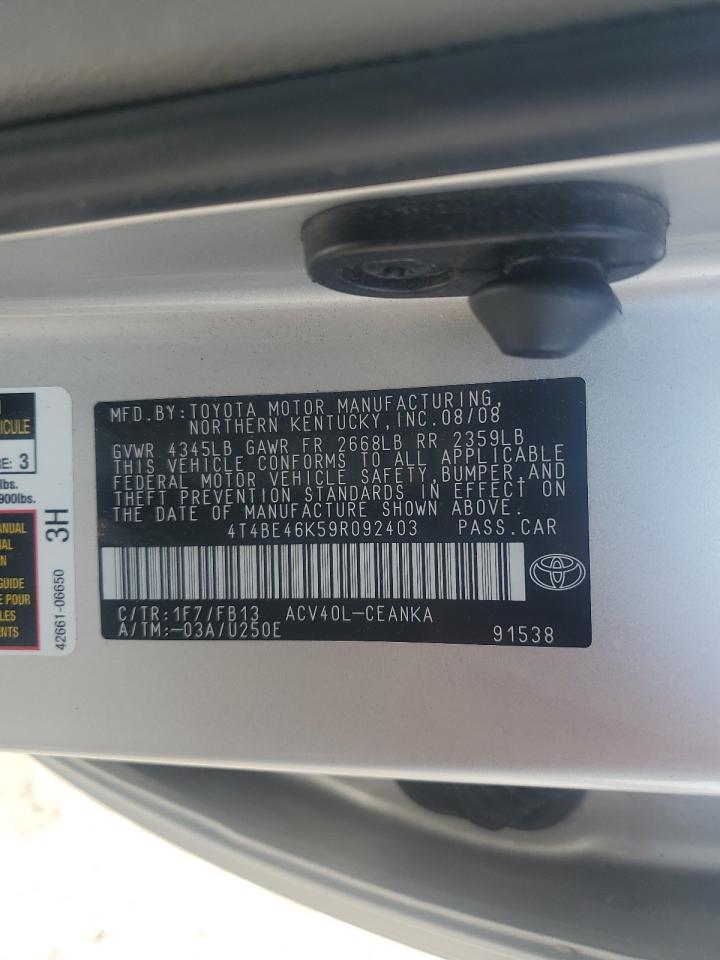 2009 Toyota Camry Base VIN: 4T4BE46K59R092403 Lot: 71801495