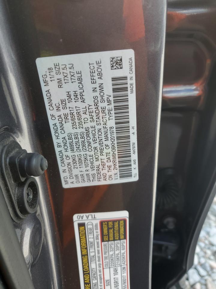 2019 Honda Cr-V Lx VIN: 2HKRW6H36KH201978 Lot: 84960655