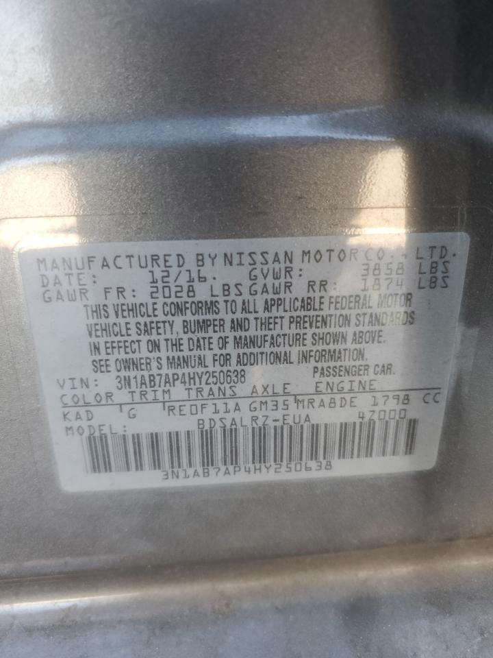 2017 Nissan Sentra S VIN: 3N1AB7AP4HY250638 Lot: 80083895