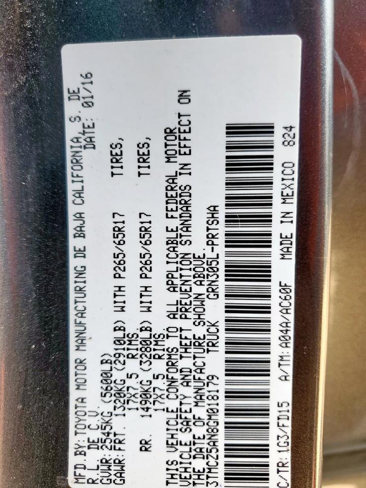 2016 Toyota Tacoma Double Cab VIN: 3TMCZ5AN8GM018179 Lot: 81267335