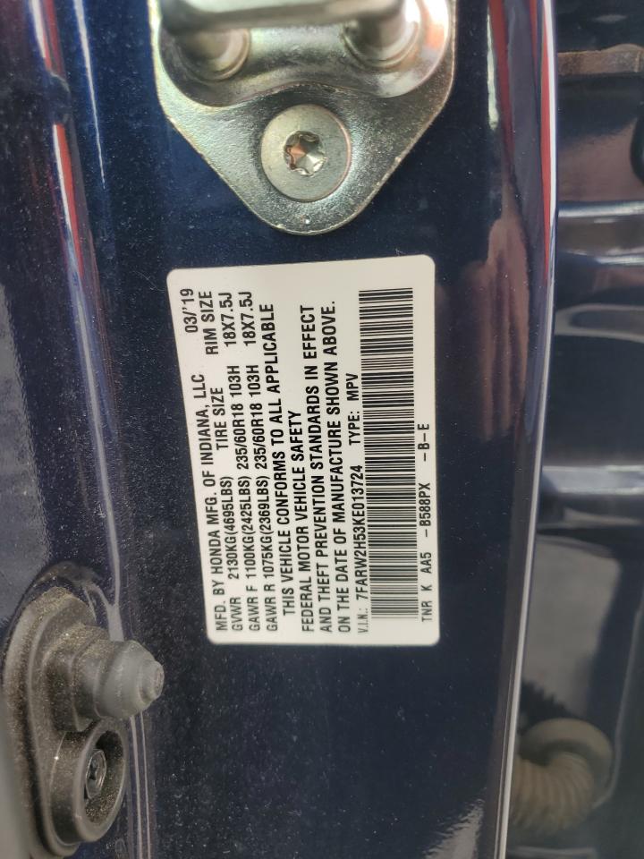 2019 Honda Cr-V Ex VIN: 7FARW2H53KE013724 Lot: 72090685