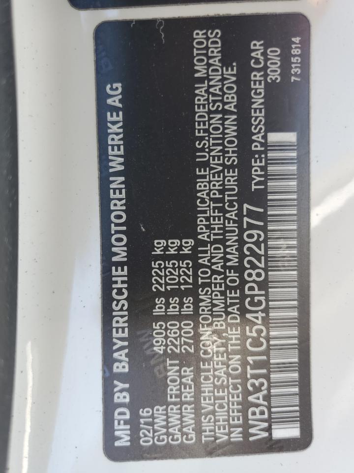 2016 BMW 428 Xi Sulev VIN: WBA3T1C54GP822977 Lot: 80342065