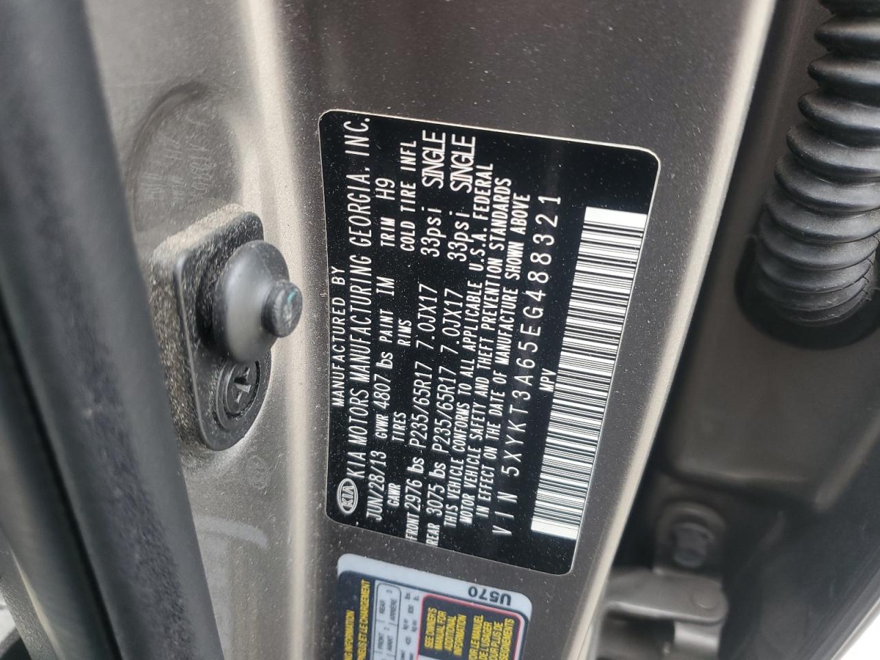 2014 Kia Sorento Lx VIN: 5XYKT3A65EG488321 Lot: 80926395