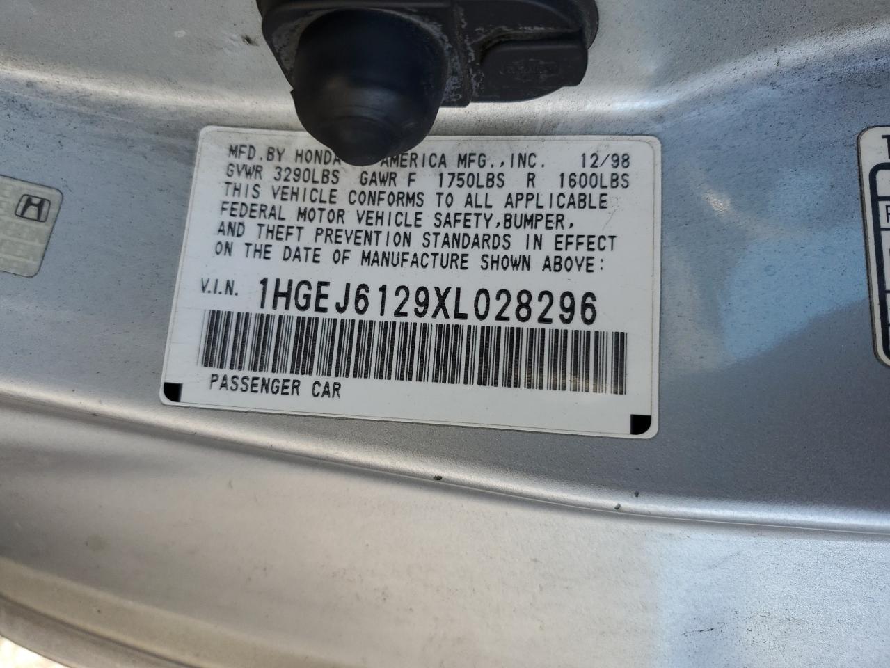 1999 Honda Civic Dx VIN: 1HGEJ6129XL028296 Lot: 80189875