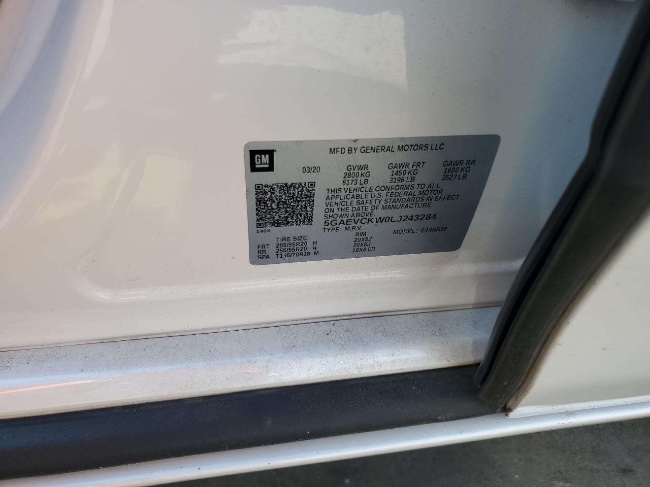 2020 Buick Enclave Avenir VIN: 5GAEVCKW0LJ243284 Lot: 81109085