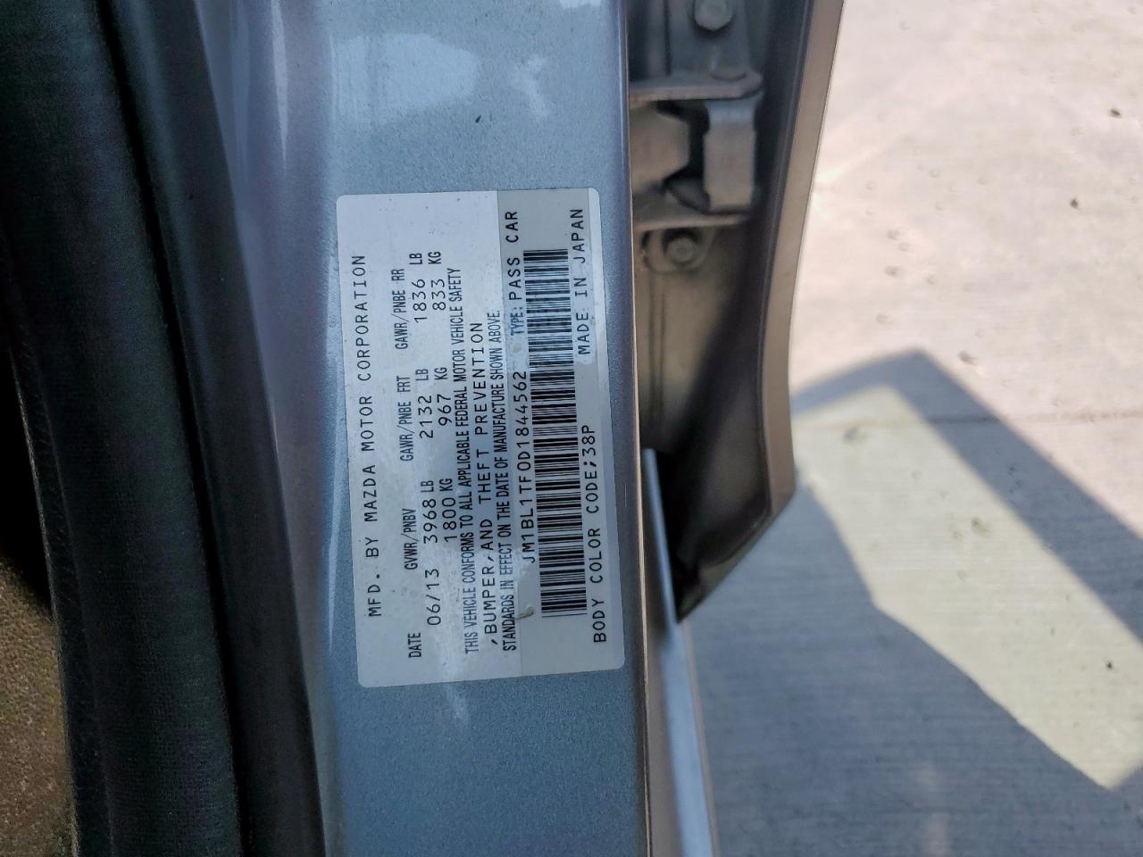 2013 Mazda 3 I VIN: JM1BL1TF0D1844562 Lot: 80320745