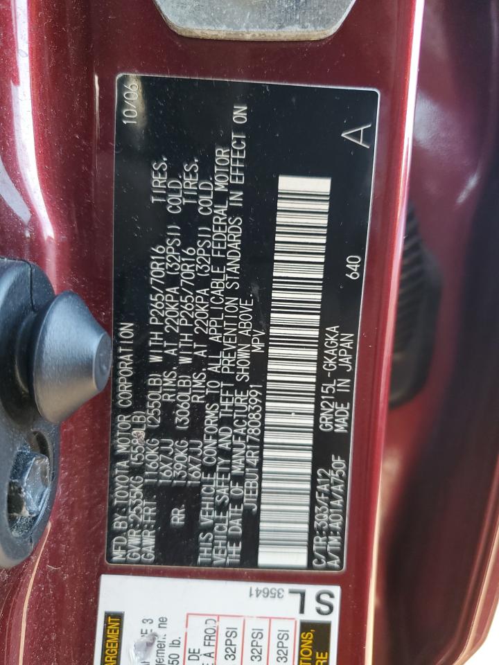 2007 Toyota 4Runner Sr5 VIN: JTEBU14R178083991 Lot: 81833245