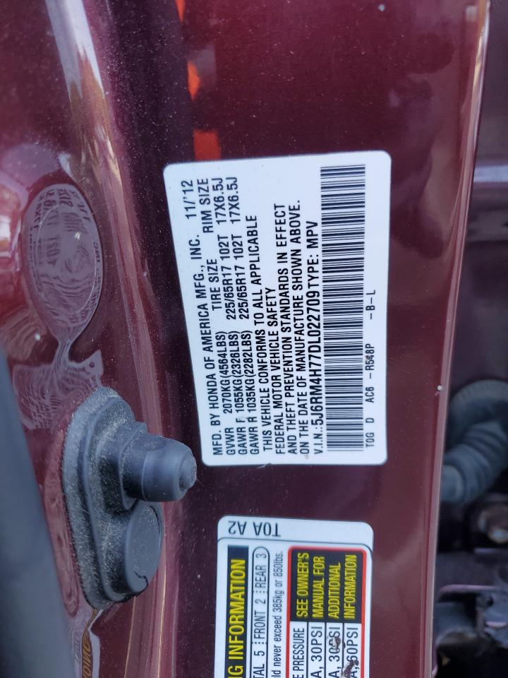 2013 Honda Cr-V Exl VIN: 5J6RM4H77DL022709 Lot: 81657605