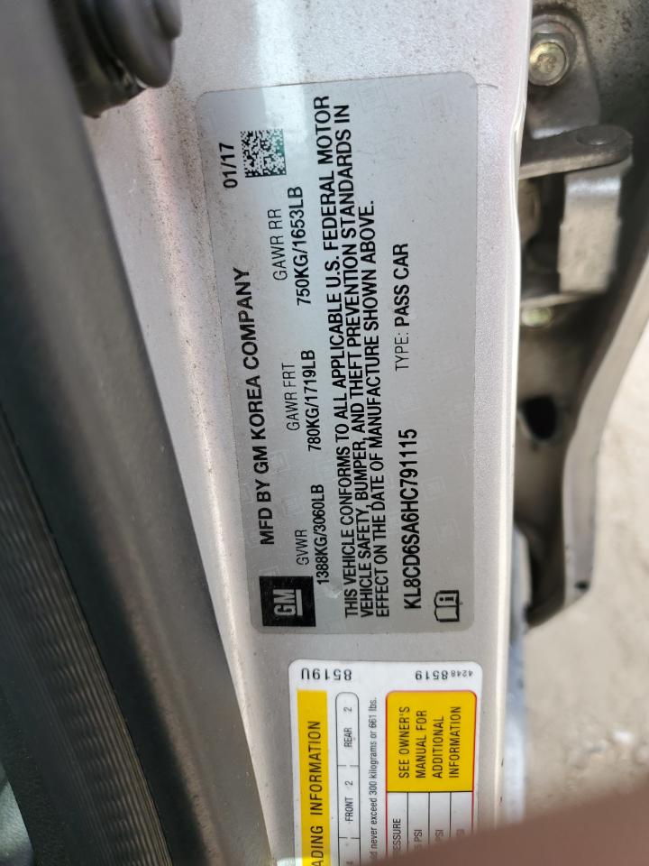 2017 Chevrolet Spark 1Lt VIN: KL8CD6SA6HC791115 Lot: 72079535