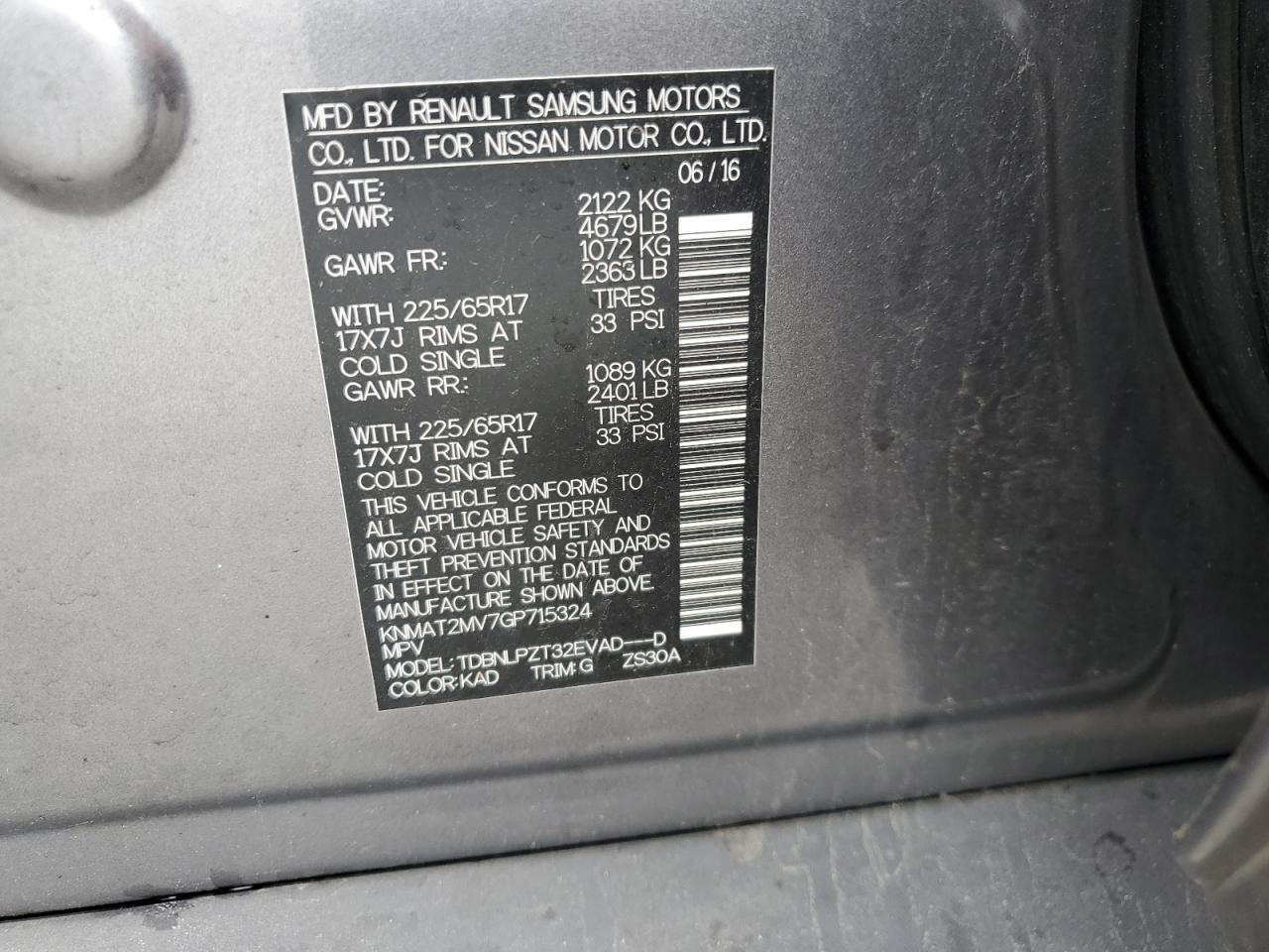 2016 Nissan Rogue S VIN: KNMAT2MV7GP715324 Lot: 80523945